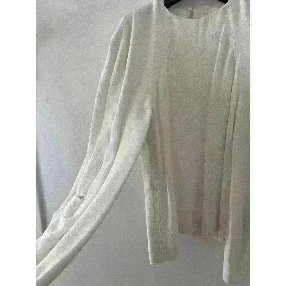 VICTORIA BECKHAM IVORY CREPE LONG VOLUMINOUS SLEEVE BLOUSE US SIZE 2 - Picture 2 of 8